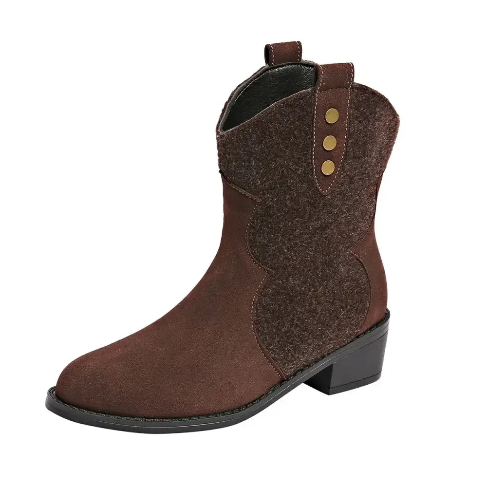 Round Toe Block Heels Boots