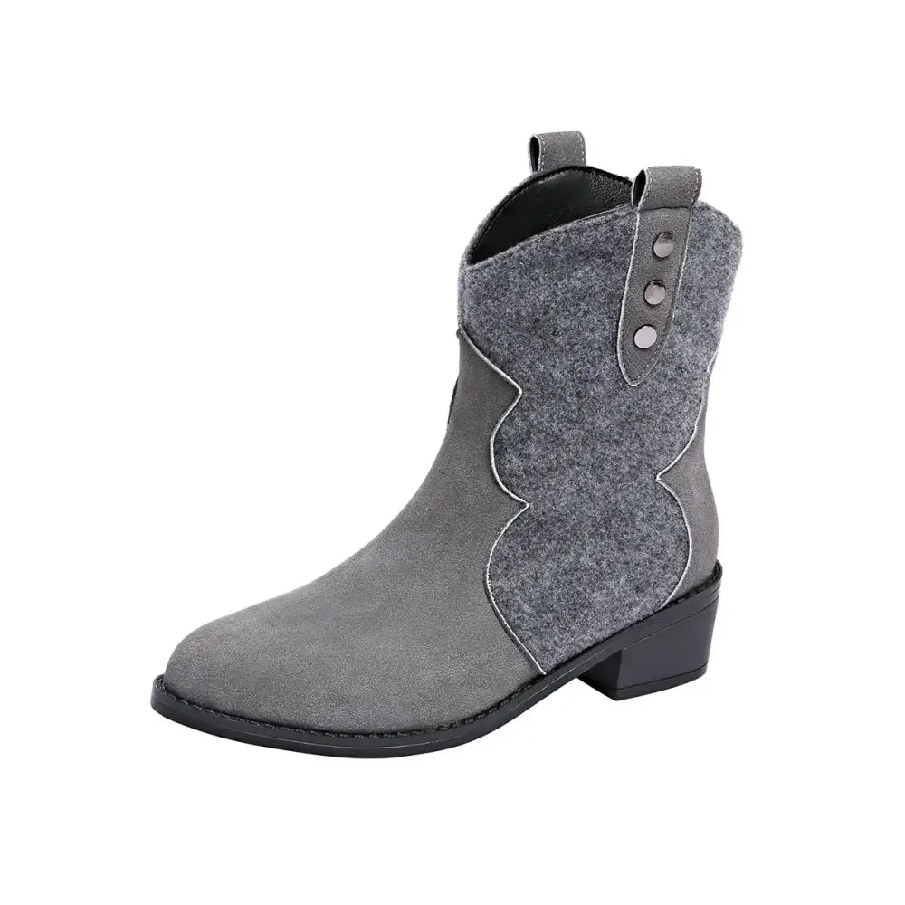 Round Toe Block Heels Boots
