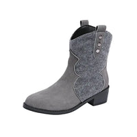 Round Toe Block Heels Boots