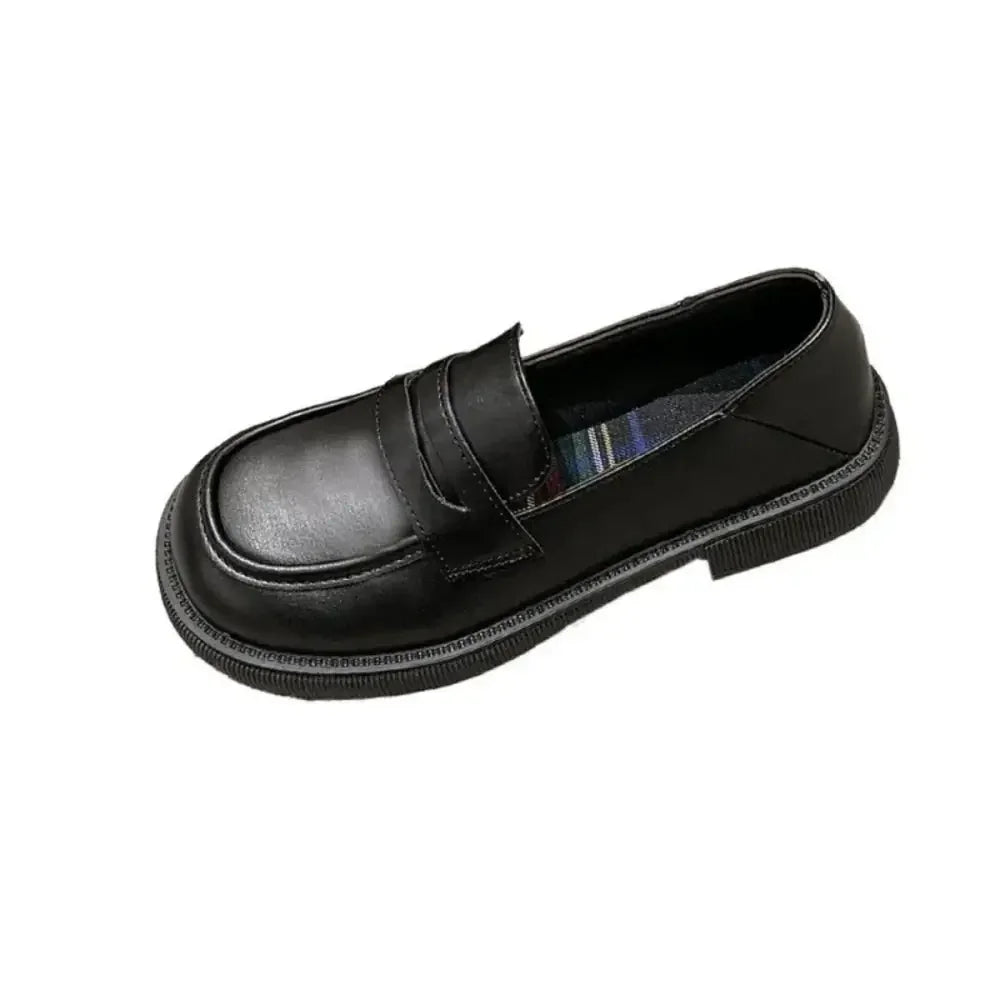 Round Toe Leather Loafers