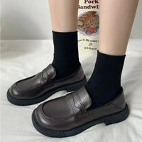 Round Toe Leather Loafers
