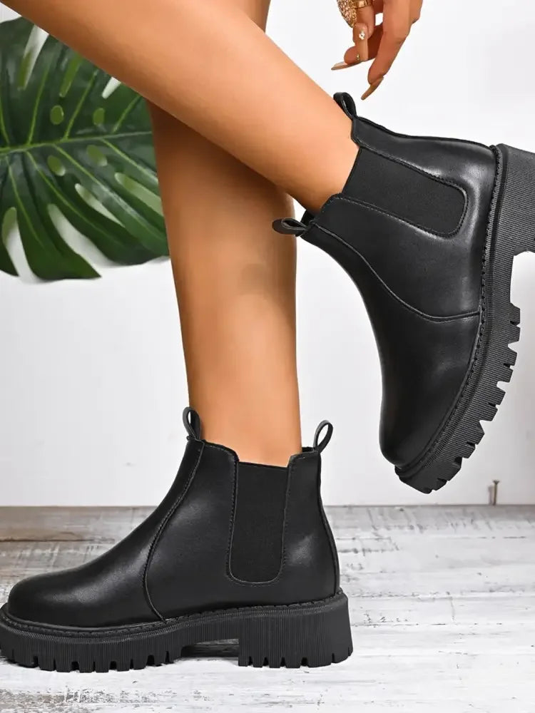 Round Toe Platform Boots