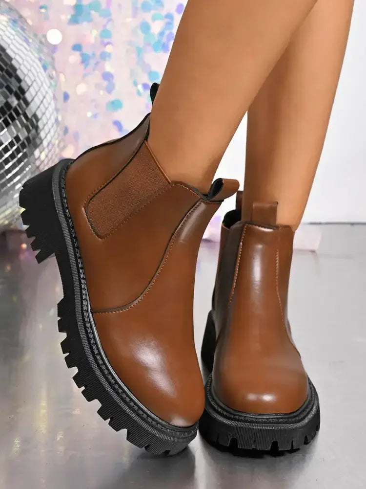 Round Toe Platform Boots