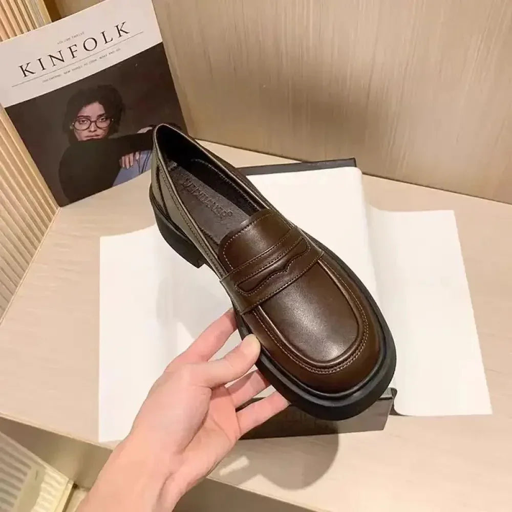 Round Toe Platform Loafers - Update AvenueTrendsi100600603758299100600603758299Round Toe Platform LoafersCoffee Brown