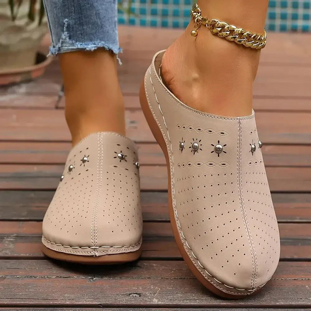 Round Toe Studded Slip-Ons