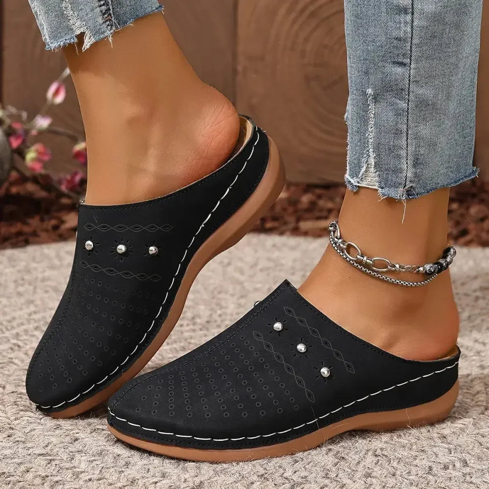Round Toe Studded Slip-Ons