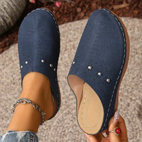 Round Toe Studded Slip-Ons