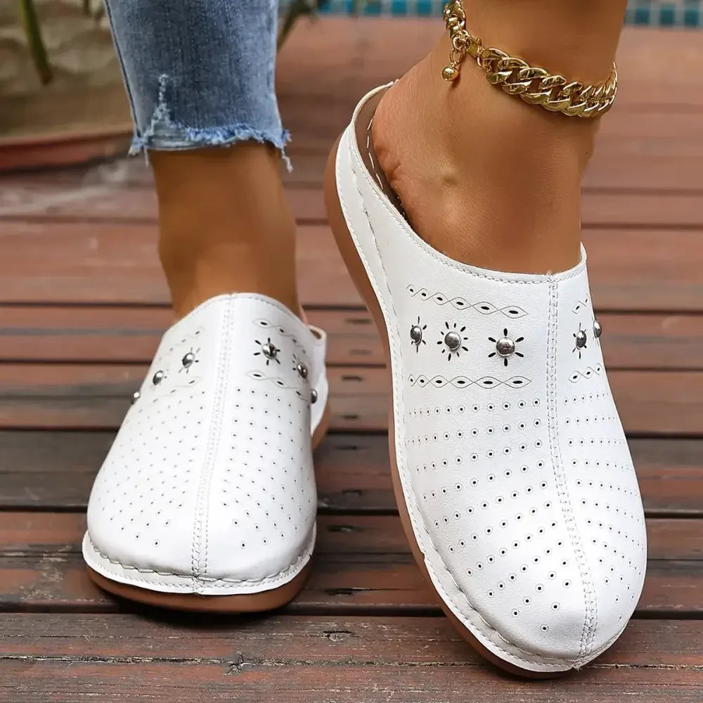 Round Toe Studded Slip-Ons