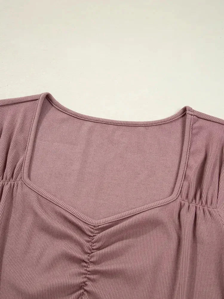 Ruched Front Long Sleeve T-Shirt - Update AvenueT-ShirtsTrendsi100100983283549100100983283549ed4ef7cef6ee4f15881e3215aa4e1980 - Max - OriginOld Rose