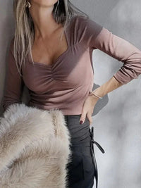 Ruched Front Long Sleeve T-Shirt - Update AvenueT-ShirtsTrendsi1001009832835491001009832835492c4f6e8f68f345379121e79b35268ed7 - Max - OriginOld Rose