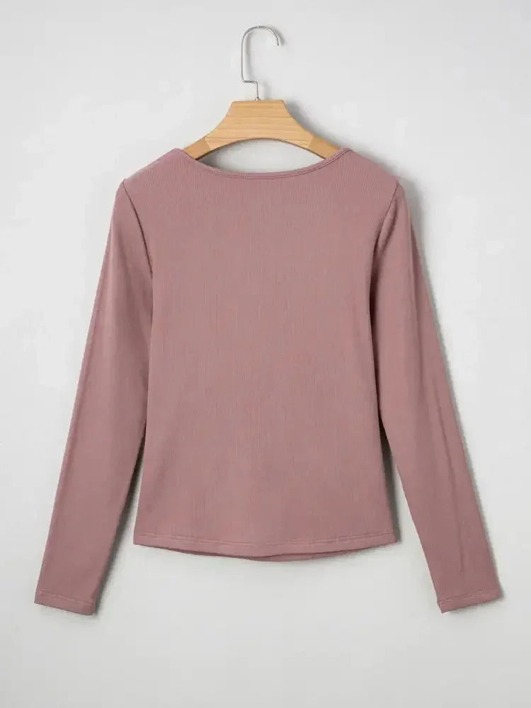 Ruched Front Long Sleeve T-Shirt - Update AvenueT-ShirtsTrendsi1001009832835491001009832835498b9ebfde293943ad8c1c63b5c60abfec - Max - OriginOld Rose
