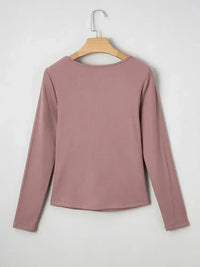 Ruched Front Long Sleeve T-Shirt - Update AvenueT-ShirtsTrendsi1001009832835491001009832835498b9ebfde293943ad8c1c63b5c60abfec - Max - OriginOld Rose