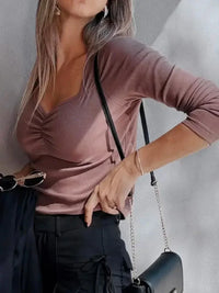 Ruched Front Long Sleeve T-Shirt - Update AvenueT-ShirtsTrendsi1001009832835491001009832835491f5b2b7f115c414ea4984a658324046a - Max - OriginOld Rose