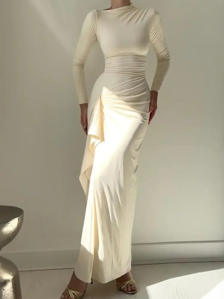 Ruched Long Sleeve Maxi Dress