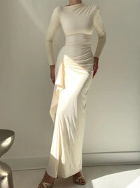 Ruched Long Sleeve Maxi Dress
