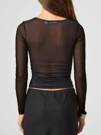 Ruched Mesh Long Sleeve Top - Update AvenueT-ShirtsTrendsi10010030231962910010030231962975542b92 - f64e - 49e4 - ae47 - d99540932d15 - Max - OriginBlack