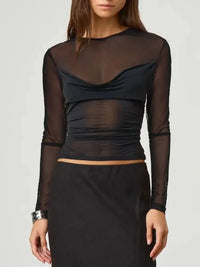 Ruched Mesh Long Sleeve Top - Update AvenueT-ShirtsTrendsi1001003023196291001003023196299bfc716b - c5a5 - 417c - b2ca - 7cbad263a66d - Max - OriginBlack