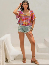 Ruched Printed Half Sleeve Blouse - Update AvenueBoho VibesTrendsi100100562701339100100562701339165a4acb - ab07 - 4992 - be38 - 3f8bd30cd835 - MaxStrawberry