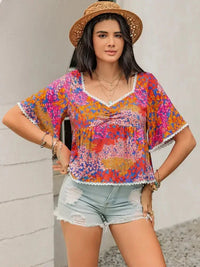 Ruched Printed Half Sleeve Blouse - Update AvenueBoho VibesTrendsi100100562701339100100562701339435703d9 - 2ecb - 4af1 - 9029 - bae6af6f2524 - MaxStrawberry