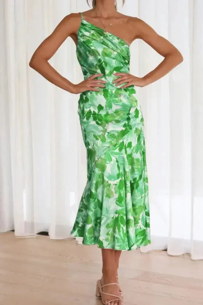 Ruched Printed Single Shoulder Midi Dress - Update AvenueVacation StyleTrendsi100100696621228100100696621228bf6646f8 - 97ef - 40ae - a26b - be4c782bbd32 - MaxGreen