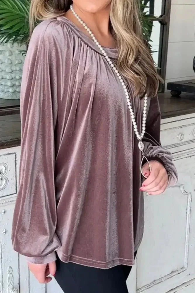 Ruched Round Neck Raglan Sleeve Blouse - Update AvenueTrendsi1001014029854641001014029854644e23cecbb5014c85b73ecdd8980fac2e - MaxLilac