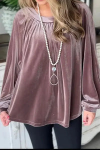 Ruched Round Neck Raglan Sleeve Blouse - Update AvenueTrendsi1001014029854641001014029854642a18e8680ed243358b455489f9963040 - MaxLilac