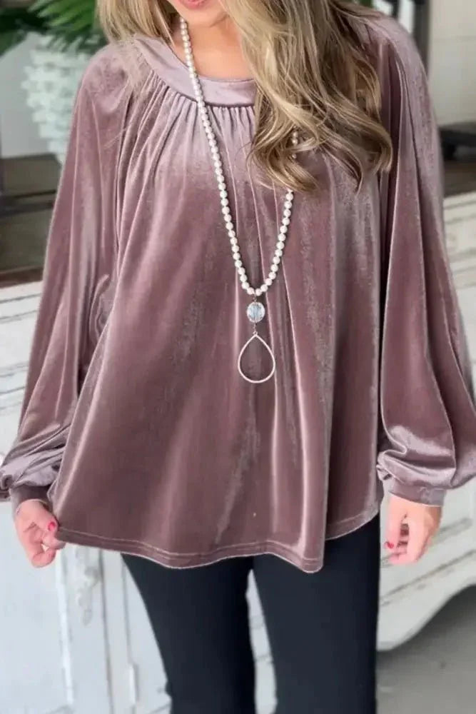 Ruched Round Neck Raglan Sleeve Blouse - Update AvenueTrendsi100101402985464100101402985464cfd2e00c0f0d4a18bcbf7847b6693e84 - MaxLilac