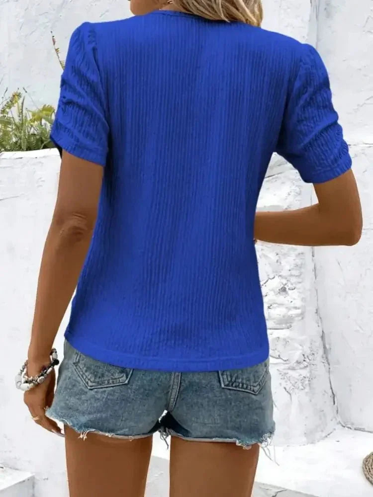 Ruched Round Neck Short Sleeve Top - Update AvenueT-ShirtsTrendsi1001003067464021001003067464021bea4d5d - a058 - 4a6f - 9095 - 901d52884dc8 - Max - OriginRoyal Blue