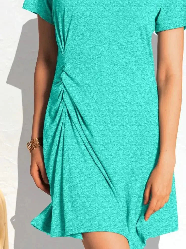 Ruched Short Sleeve Mini Tee Dress - Update AvenueDaily EssentialsTrendsi100100112831851100100112831851cfcda3d0 - c375 - 444f - b01f - e2b1e5583823 - Max - OriginAqua