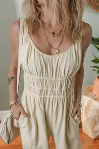 Ruched Sleeveless Wide Leg Jumpsuit - Update AvenueVacation StyleTrendsi1001002684603451001002684603450ebd612c - f0bf - 40fa - a16e - 946ce4eed1fe - MaxBeige