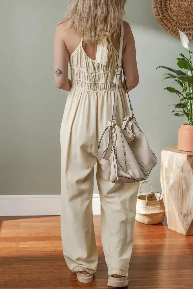 Ruched Sleeveless Wide Leg Jumpsuit - Update AvenueVacation StyleTrendsi10010026846034510010026846034509b3c127 - 9c37 - 4cbd - bcb2 - b3edf8eb9166 - MaxBeige