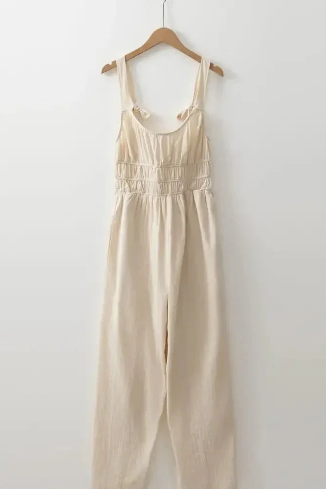 Ruched Sleeveless Wide Leg Jumpsuit - Update AvenueVacation StyleTrendsi100100268460345100100268460345efc80022 - 6a8a - 4b4b - 8486 - 7d2e8180521b - MaxBeige