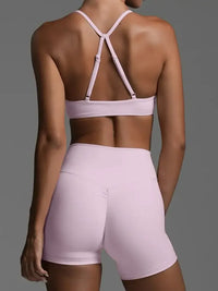 Ruched Sports Bra and High-Waisted Shorts Active Set