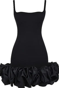 Ruched Square Neck Sleeve Mini Dress