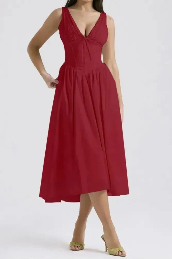 Ruched V - Neck Sleeveless Dress with Pockets - Update AvenueEffortless Elegance: DressesTrendsi100100457105503100100457105503456bf14a - ae34 - 4ca4 - 9ebc - 3e3110b945e1 - Max - OriginDeep Red