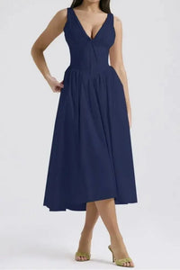 Ruched V - Neck Sleeveless Dress with Pockets - Update AvenueEffortless Elegance: DressesTrendsi1001004571097561001004571097569dd86f68 - 9ea1 - 4e44 - a284 - 0ae68b043cff - Max - OriginDark Blue