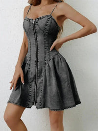 Ruched Zip Up Spaghetti Strap Denim Dress - Update AvenueDenim Dresses & SkirtsTrendsi10010041397169410010041397169489a3eb3d - 3644 - 4f29 - b81e - e18efe59db9a - MaxBlack
