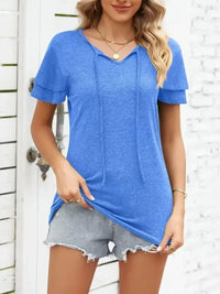 Ruffle Sleeve Keyhole Tie Neck T-Shirt - Update AvenueT-ShirtsTrendsi1001007284473251001007284473257a141ade - b87c - 40a7 - 89b3 - c6bc4911d930 - Max - OriginBlue