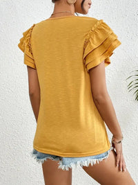 Ruffle Sleeve Round Neck T-Shirt - Update AvenueT-ShirtsTrendsi1001008261613501001008261613502cc98efd343e41918caf629f733ca468 - Max - OriginGold