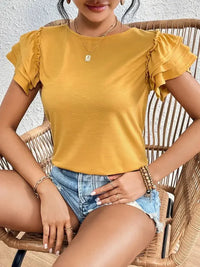 Ruffle Sleeve Round Neck T-Shirt - Update AvenueT-ShirtsTrendsi100100826161350100100826161350fe84cc26e80b4efaaa15f1e0c4dbb7cd - Max - OriginGold