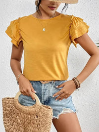 Ruffle Sleeve Round Neck T-Shirt - Update AvenueT-ShirtsTrendsi100100826161350100100826161350cf66111f934149768c2495aa5b49b8e0 - Max - OriginGold