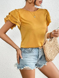 Ruffle Sleeve Round Neck T-Shirt - Update AvenueT-ShirtsTrendsi1001008261613501001008261613502ff901b68fbd45c0bfbf95abf49f731f - Max - OriginGold