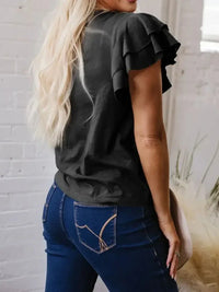 Ruffle Sleeve Round Neck Top - Update AvenueT-ShirtsTrendsi10010003182568310010003182568300b03402 - 4c31 - 4a24 - 8ff0 - e2c08466dd4e - Max - OriginBlack