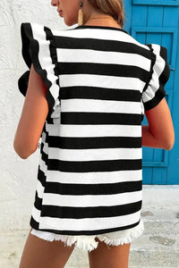 Ruffle Sleeve Striped T-Shirt - Update AvenueT-ShirtsTrendsi10010058497152310010058497152315a5da85 - a1e8 - 46b6 - a177 - d8a81c8b5fe2 - Max - OriginBlack
