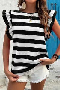 Ruffle Sleeve Striped T-Shirt - Update AvenueT-ShirtsTrendsi10010058497152310010058497152303facb1d - b2e5 - 468b - b336 - 5b8ff4fc3274 - Max - OriginBlack
