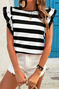 Ruffle Sleeve Striped T-Shirt - Update AvenueT-ShirtsTrendsi10010058497152310010058497152398019961 - 1a3f - 4fe6 - 9278 - c6b2bef1c9b0 - Max - OriginBlack