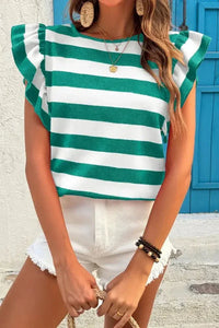 Ruffle Sleeve Striped T-Shirt - Update AvenueT-ShirtsTrendsi1001005849752461001005849752466260d474 - c86e - 4edd - 86b0 - eb87e716958d - Max - OriginGreen
