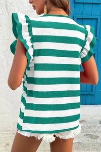 Ruffle Sleeve Striped T-Shirt - Update AvenueT-ShirtsTrendsi100100584975246100100584975246f6917ef0 - e93b - 4557 - 8216 - 6d7cfde636d1 - Max - OriginGreen