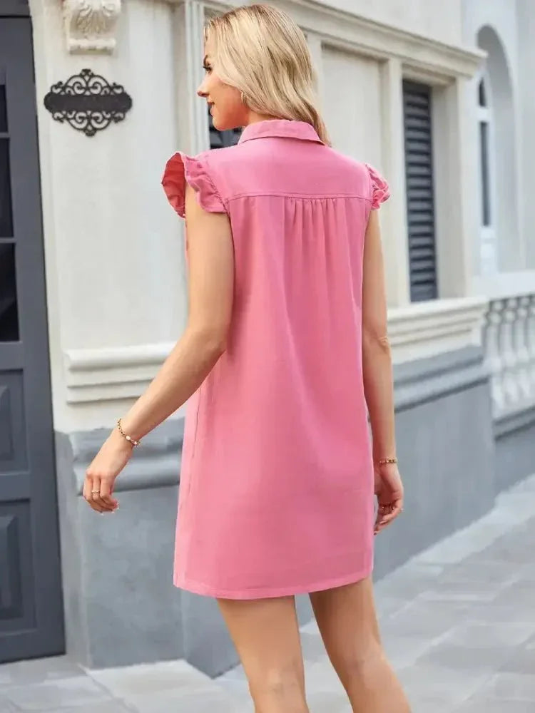 Ruffled Button Up Cap Sleeve Denim Dress - Update AvenueDenim Dresses & SkirtsTrendsi100100174025762100100174025762f3ea0e58 - 3ef5 - 45cb - a7ef - 52ed67d3bebb - MaxBlush Pink