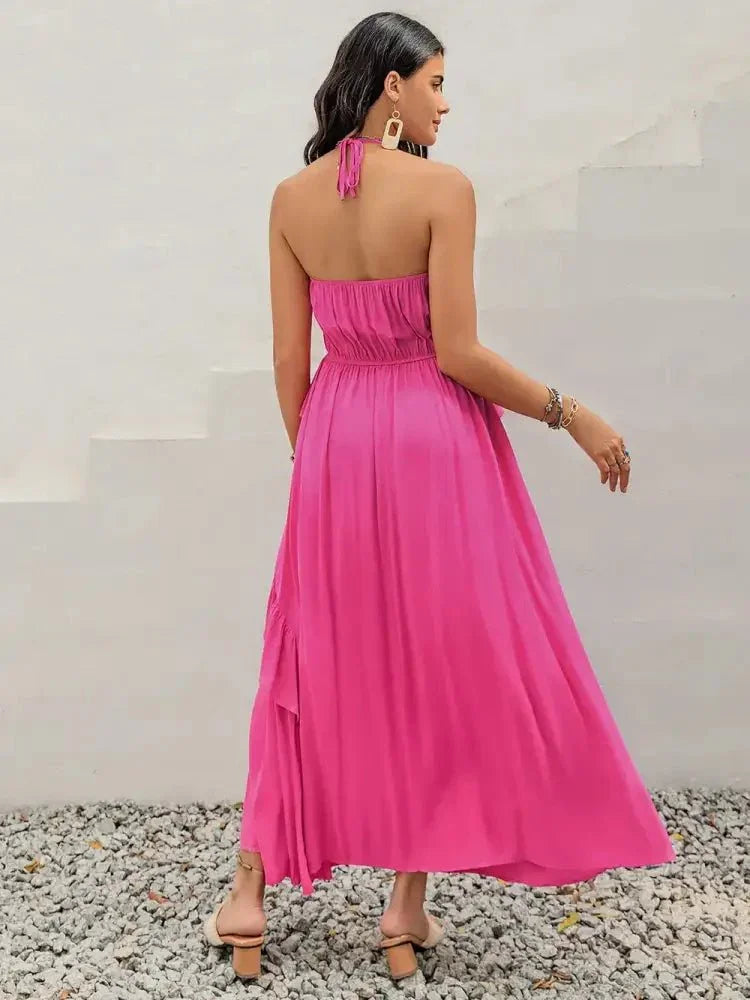 Ruffled Halter Neck Maxi Dress - Update AvenueBoho VibesTrendsi100100575691273100100575691273da2f5c8c - ad46 - 460f - afd6 - b202c0ebd91e - MaxHot Pink